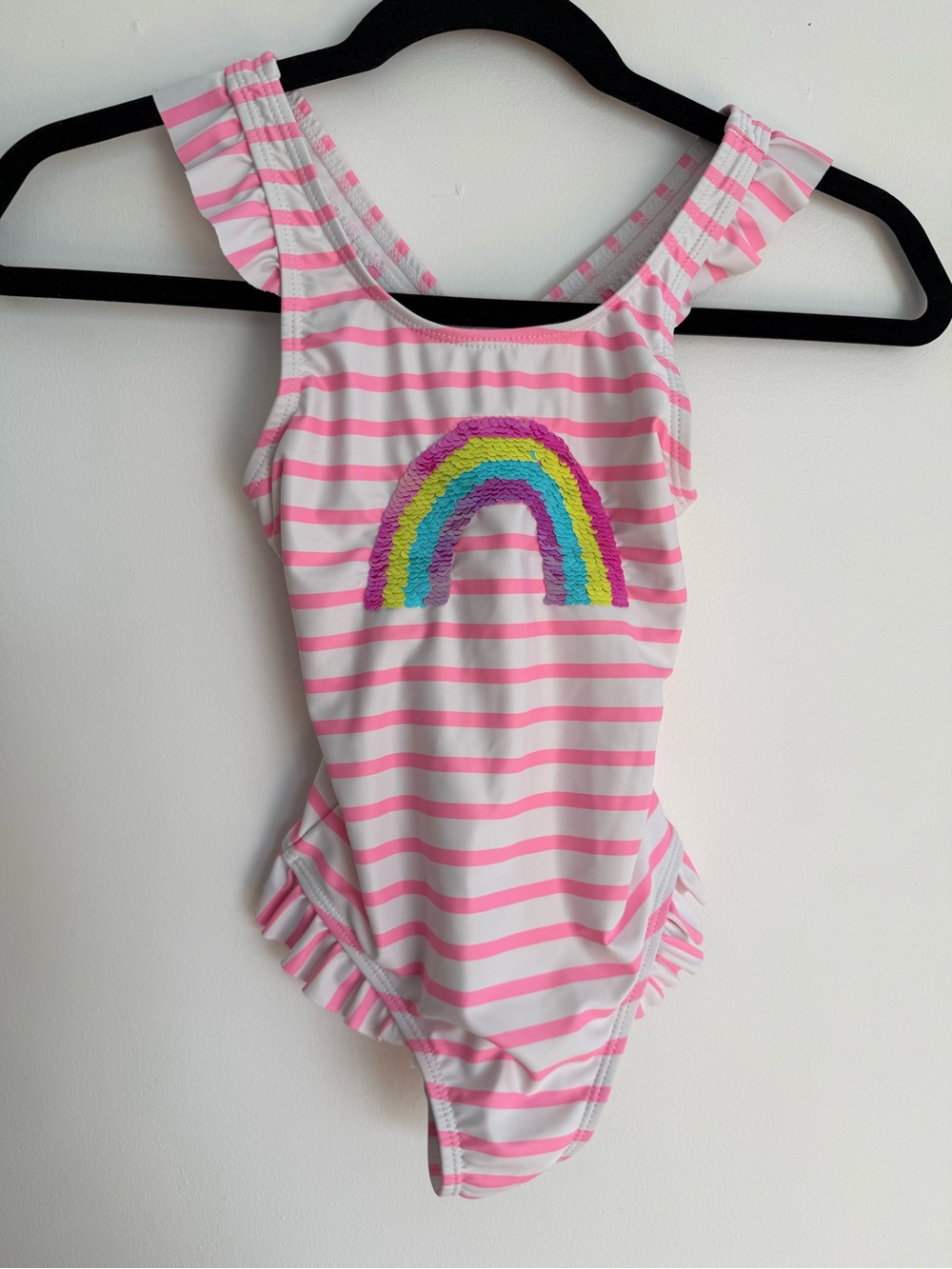 Tommy Bahama Pink and White Stripe One-Piece with Rainbow Applique